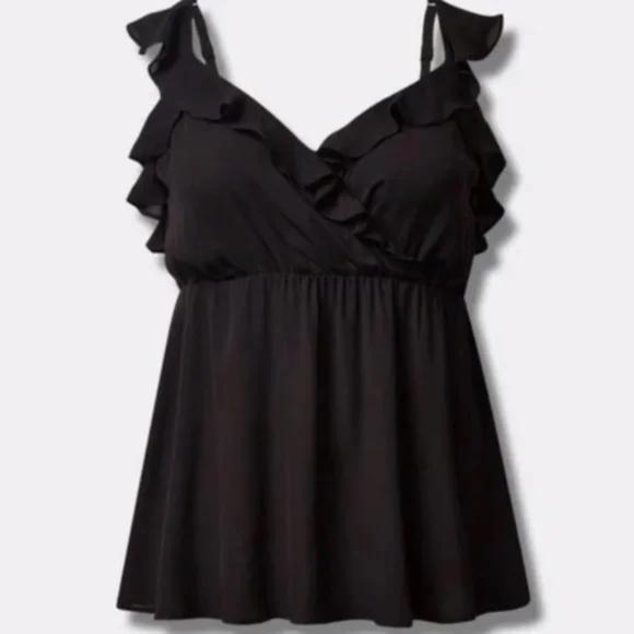 Criss Cross Ruffle Peplum Tank Top - Picture 3 of 4